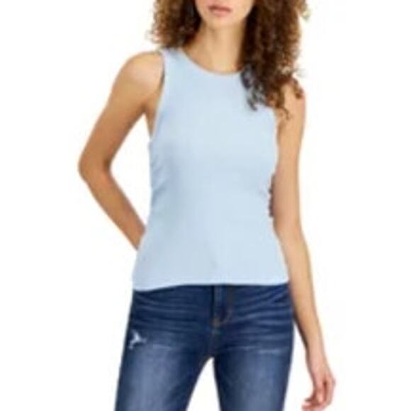 Rebellious One Juniors Side-Ruched Tank Top in Angel Falls Blue, Size Small - Picture 1 of 1